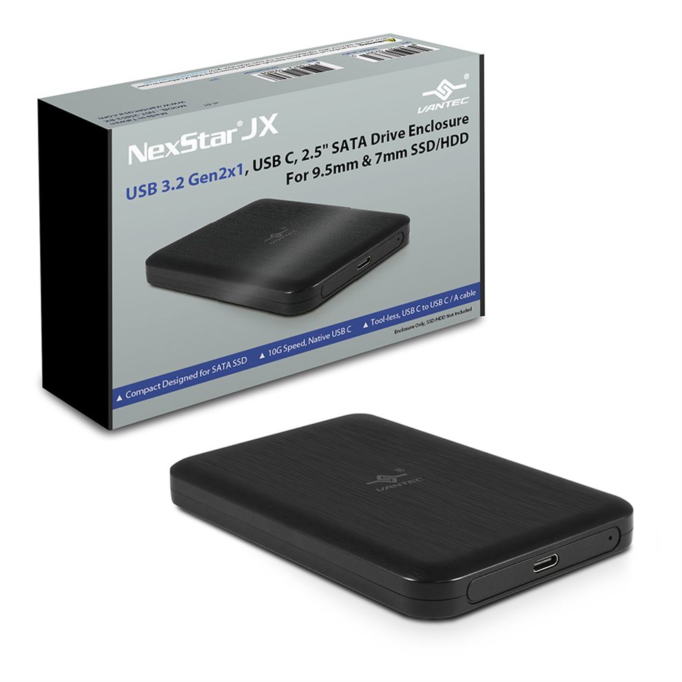 same JX series family but is a 2.5 inches enclosure for smaller SSD or HDD