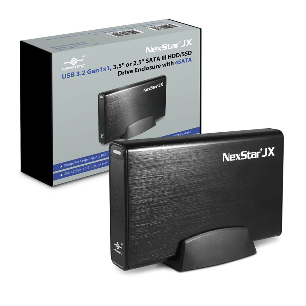 Same JX series family but in 3.5 inches enclosure for SATA drive, USB + eSATA