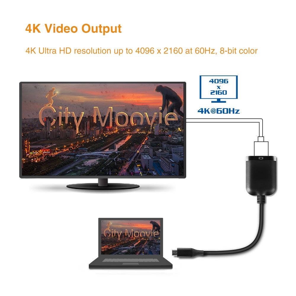 CB-CU300HD20 Vantec Vlink USB-C to HDMI 2.0 4K/60Hz Video Converter 