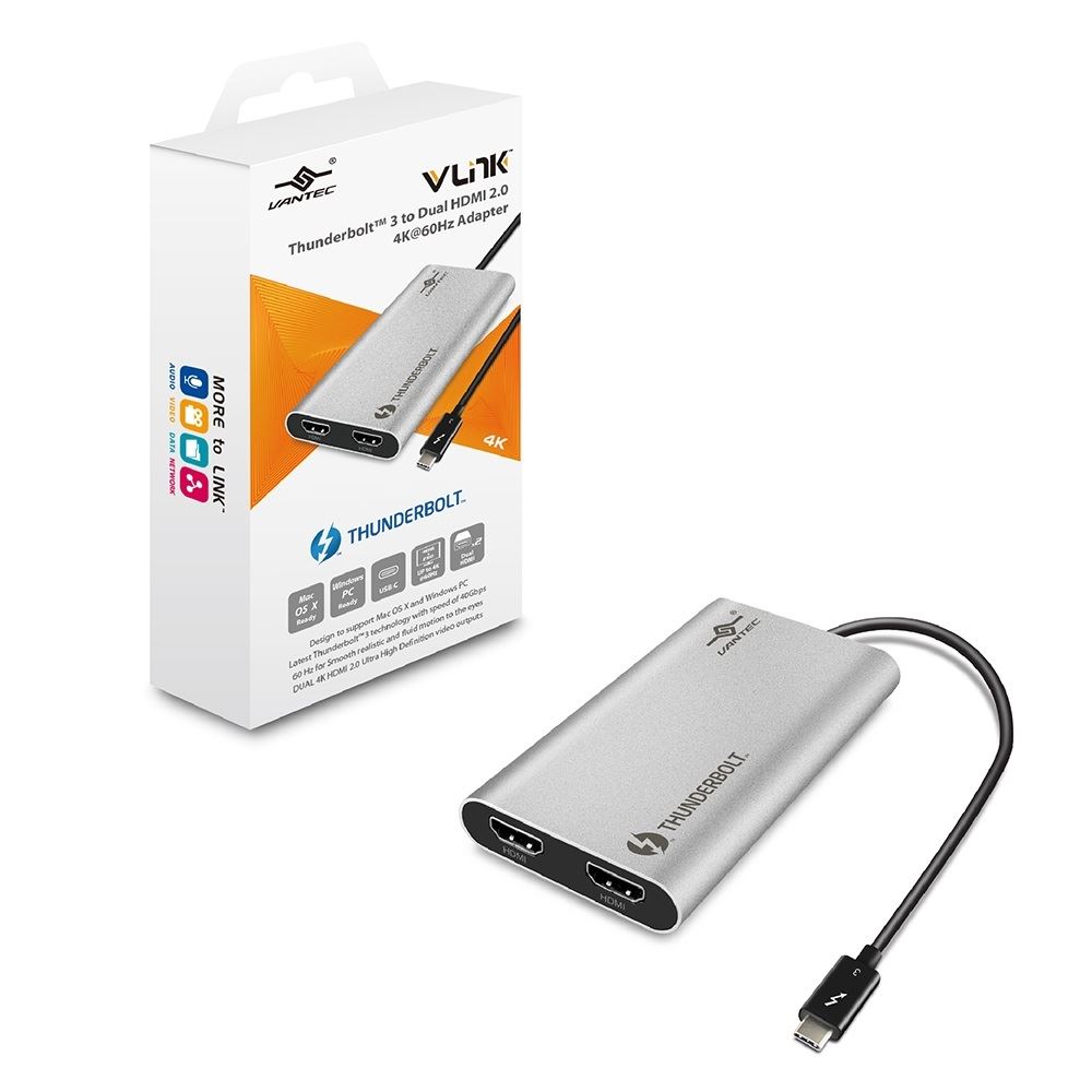 Thunderbolt 3 to Dual HDMI Video Adapter, 4K/60, 4:4:4